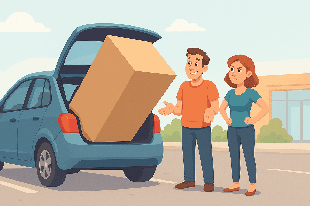 Couple loading items into car